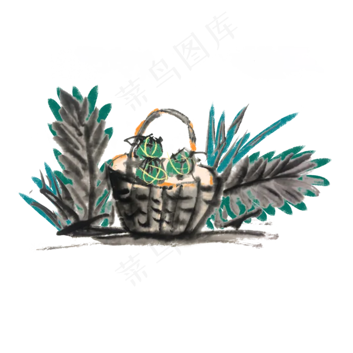 端午节吃粽子手绘(4000X4000(DPI:300))psd模版下载