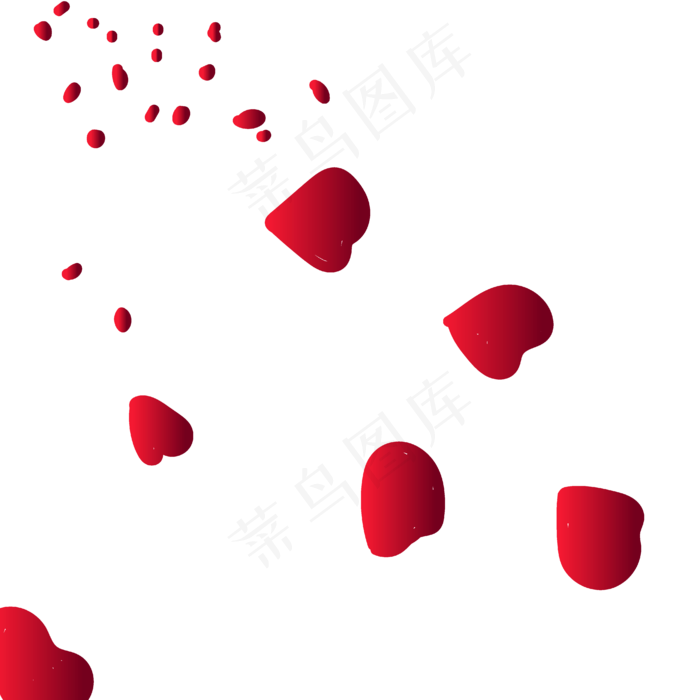 红色的玫瑰花花瓣飘落天空