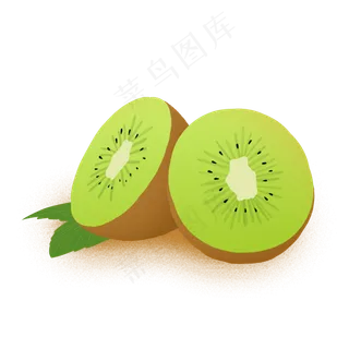 新鲜绿色水果猕猴桃PNG素材