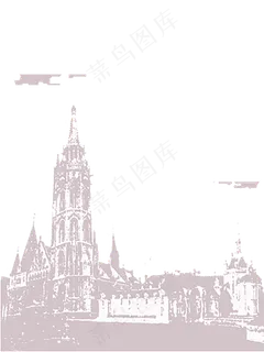 欧洲旅游风景建筑手绘图