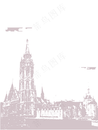 欧洲旅游风景建筑手绘图