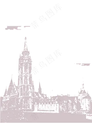 欧洲旅游风景建筑手绘图