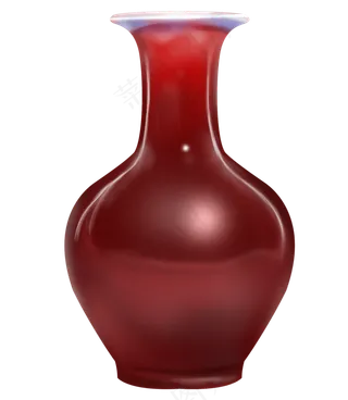 手绘玛瑙红色的花瓶,免抠元素