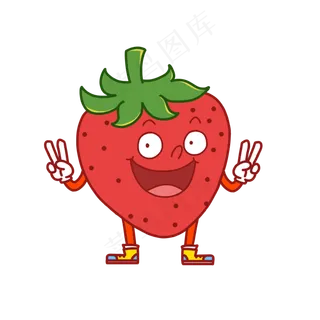 手绘水果草莓卡通人物