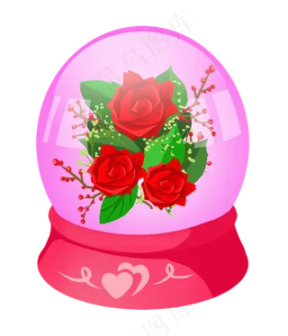 七夕情人节情侣浪漫粉色水晶球玫