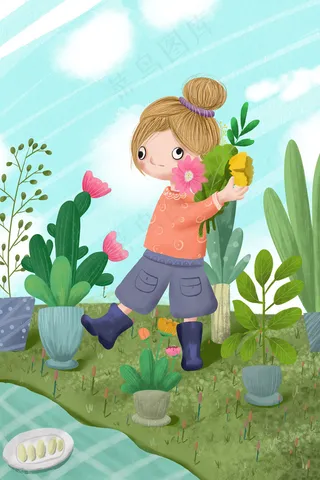 五一出游女孩野炊