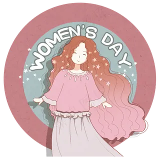 妇女节粉色小清新人物手绘免扣插,免抠元素