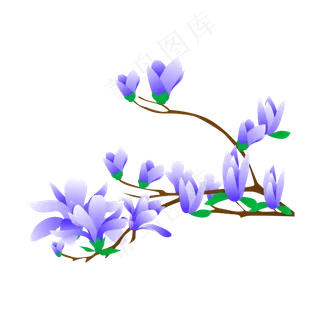 矢量免扣卡通玉兰花,免抠元素
