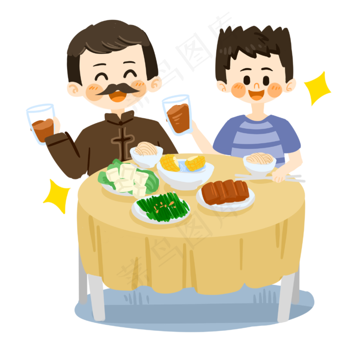 父亲节和父亲吃饭PNG素材