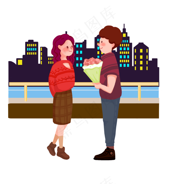 手绘情人节花束插画