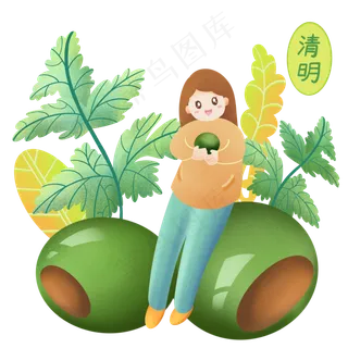 抱着青团的小女孩