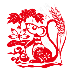 鼠年窗花剪纸,免抠元素