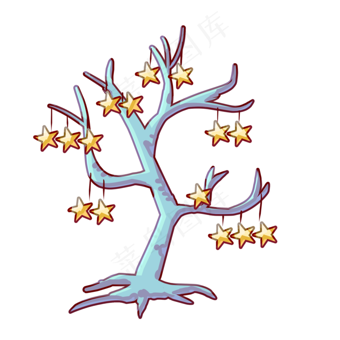 五角星树木装饰插画