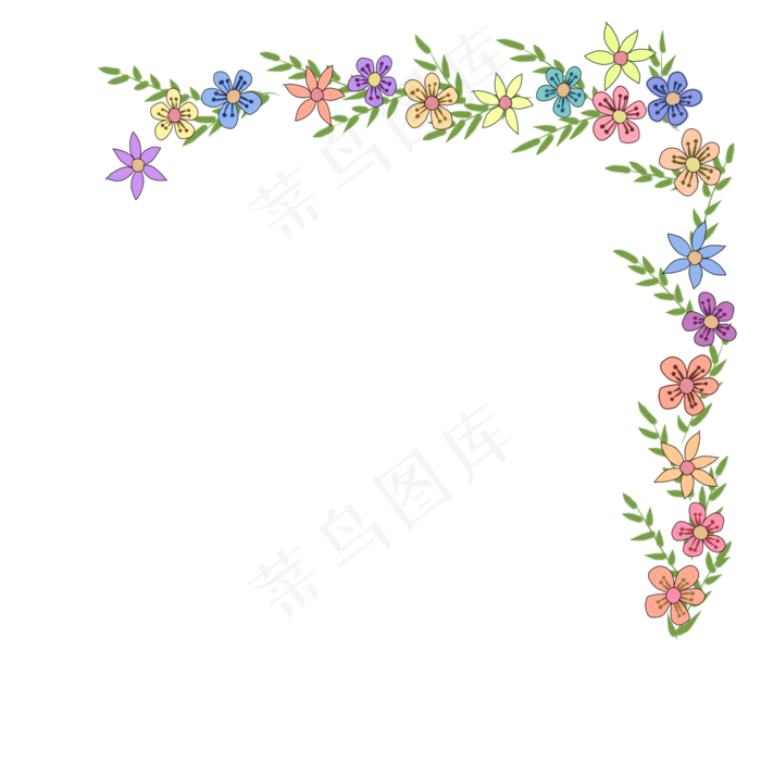 花朵花藤边角框插画