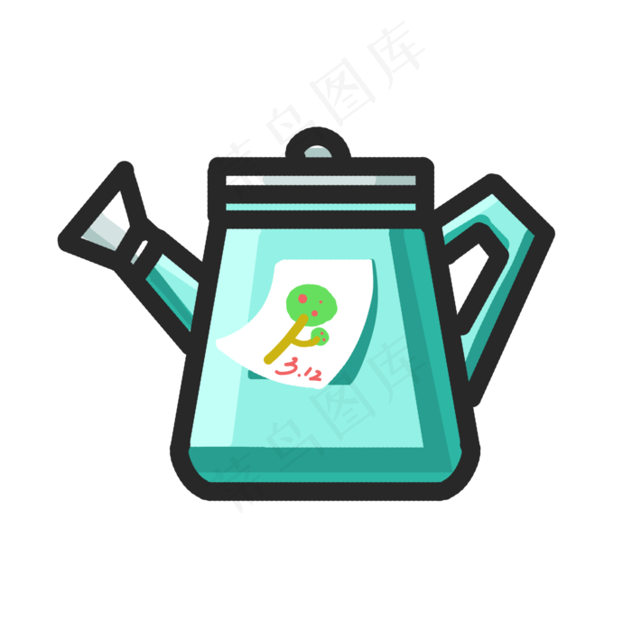 手绘绿色洒水壶插画