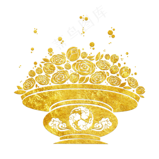 中国风传统烫金鲜花花纹装饰图之