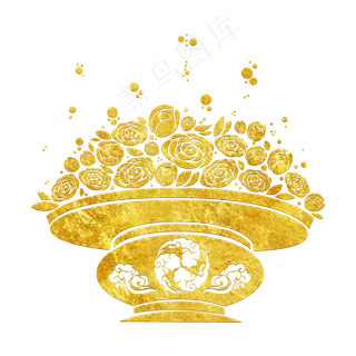 中国风传统烫金鲜花花纹装饰图之