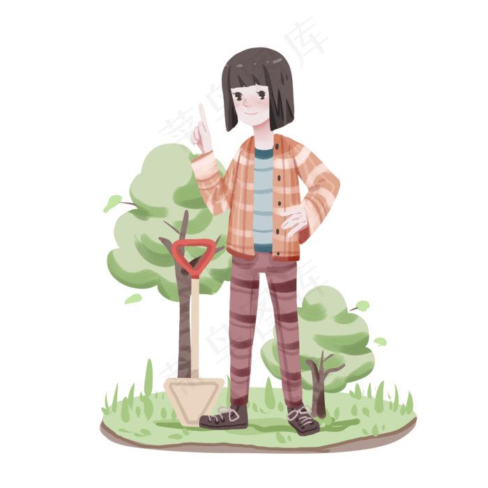 植树节人物和树木