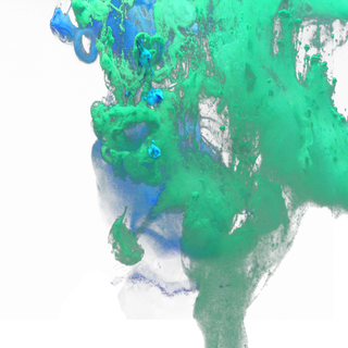 蓝绿色水溶墨液体颜料烟雾,免抠元素