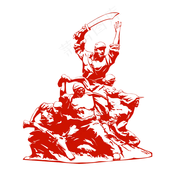 正在战斗的战士剪影(2500X2500(DPI:300))psd模版下载