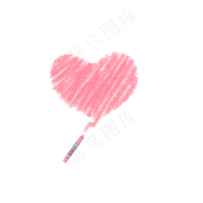 情人节蜡笔画的爱心装饰PNG,免抠元素(2000X2000(DPI:300))psd模版下载