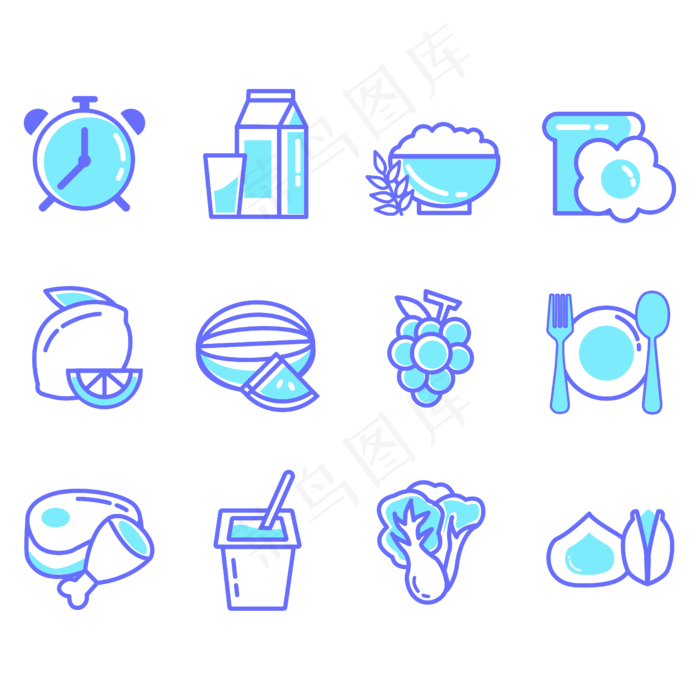 健康膳食图标矢量图(2000X2000(DPI:96))ai矢量模版下载