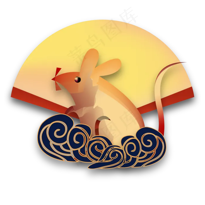 中国风新年老鼠装饰,免抠元素(2000*2000px 300 dpi )ai矢量模版下载