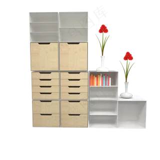 3D白色木质组合柜