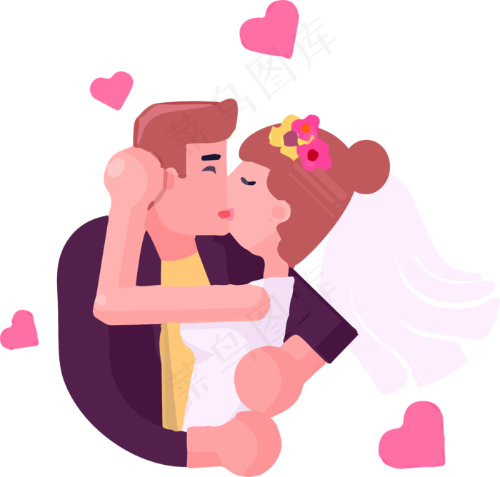亲吻情人节年轻情侣结婚求婚