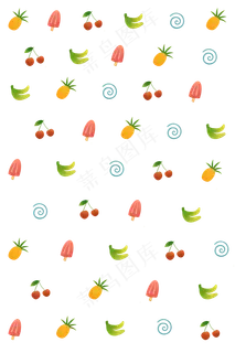 水果夏日冰爽印花,免抠元素