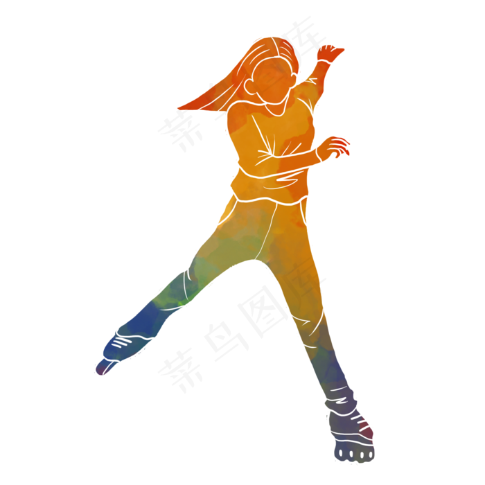 水彩运动轮滑渐变素材(2000X2000(DPI:300))psd模版下载