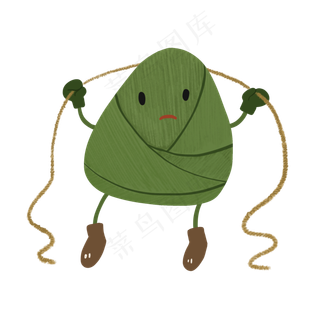 拟人拿着麻绳的粽子