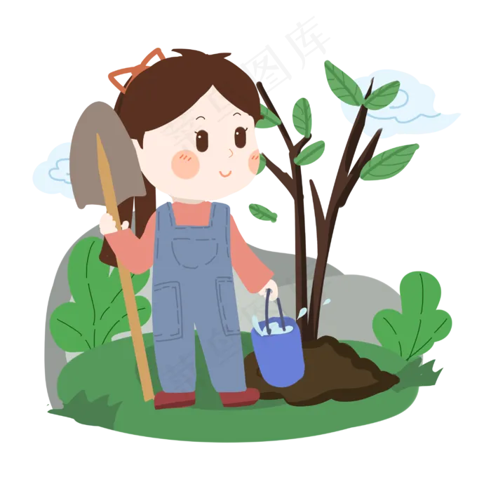 植树节卡通女生提水PNG素材(2999X2999(DPI:300))psd模版下载