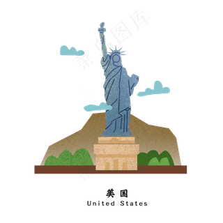 城市地标美国自由女神像纽约旅游,免抠元素