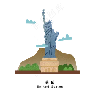 城市地标美国自由女神像纽约旅游,免抠元素