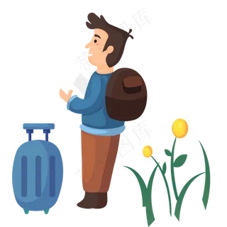 游玩的卡通男孩人物