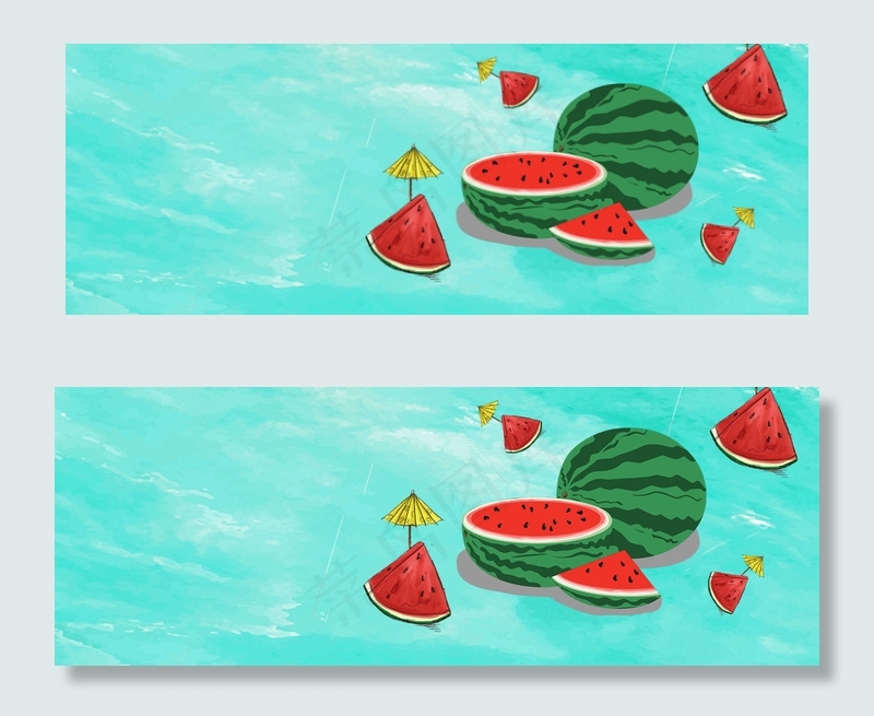 夏日上新清新手绘绿色banner(1920*700px 	       )psd模版下载