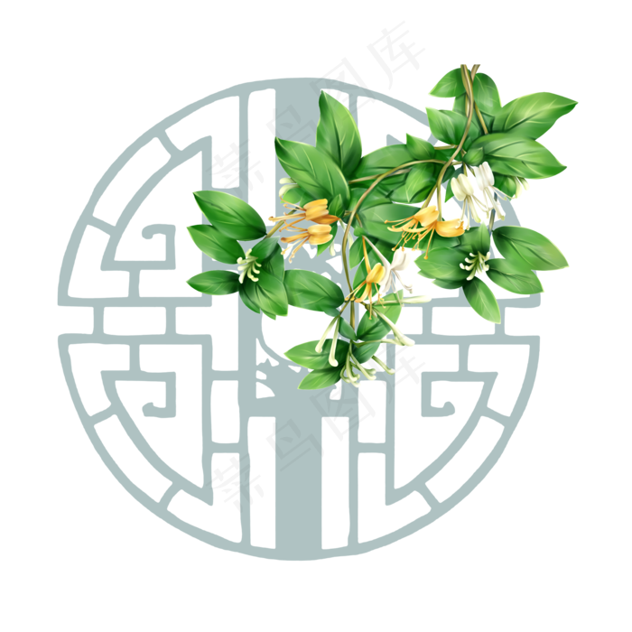 窗前古风花(3543X2953(DPI:300))psd模版下载