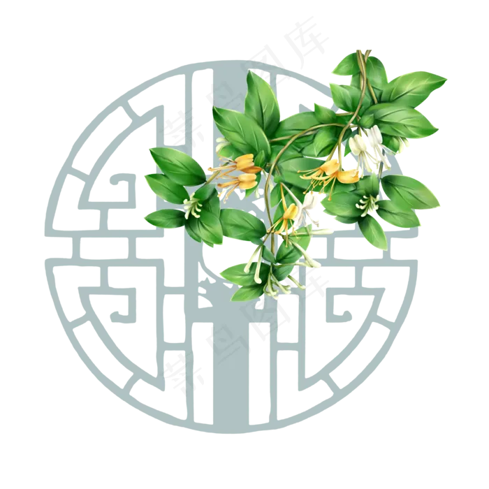 窗前古风花(3543X2953(DPI:300))psd模版下载