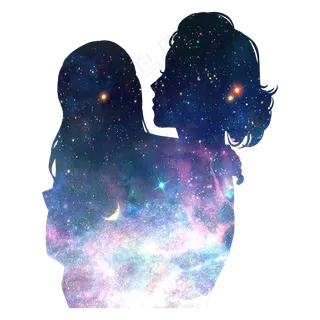 母亲节妈妈女儿剪影