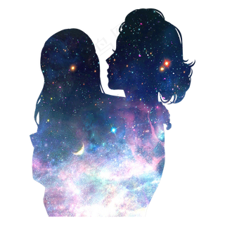 母亲节妈妈女儿剪影