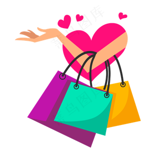 卡通电商大促女性购物素材