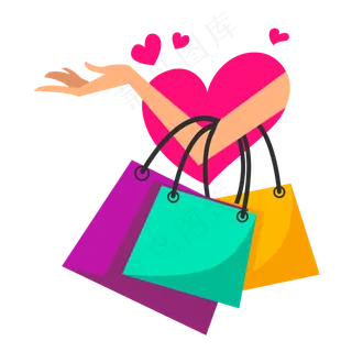 卡通电商大促女性购物素材