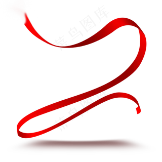 漂浮的红色渐变红丝带免抠图