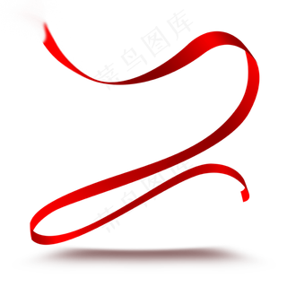 漂浮的红色渐变红丝带免抠图