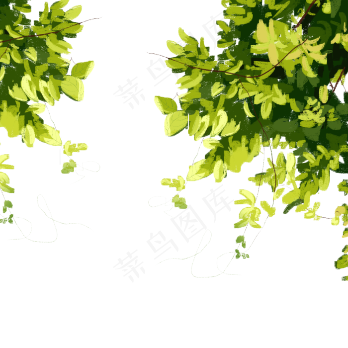 春天的绿叶,免抠元素(2000X2000(DPI:300))psd模版下载