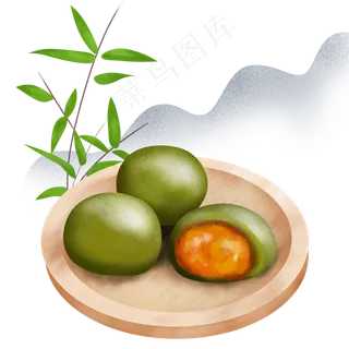 中国风一盘青团装饰,免抠元素