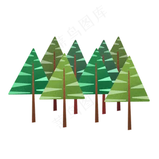 手绘春天绿色树木下载