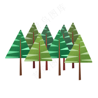 手绘春天绿色树木下载
