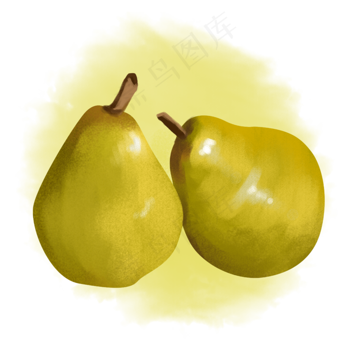 卡通手绘惊蛰应季水果之两个绿梨(2500X2500(DPI:300))psd模版下载
